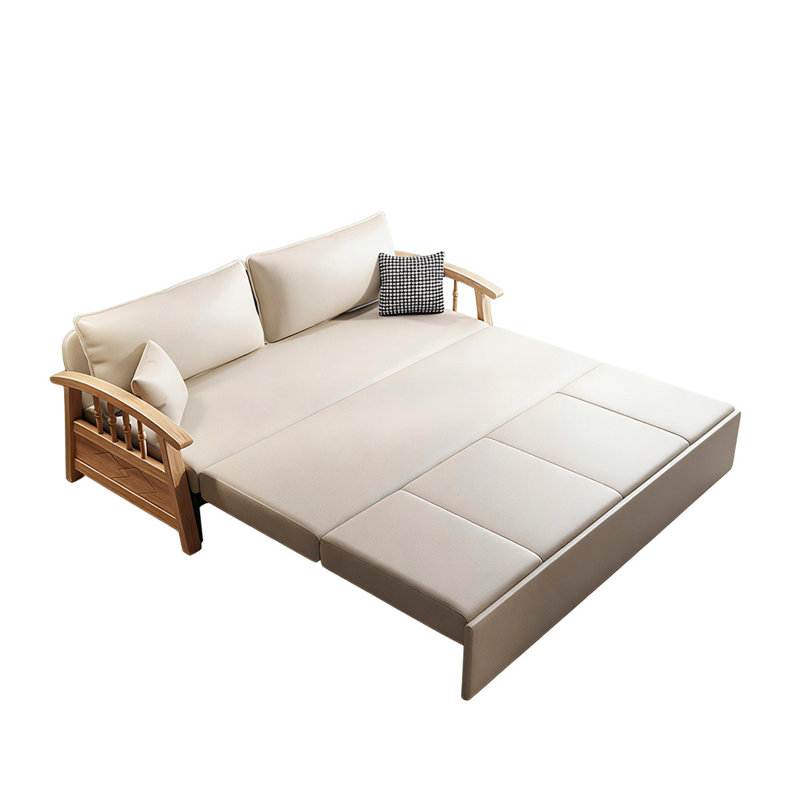 Canapé-lit causeuse 100% polyester beige, L 77,17 po x P 32,28 po x H 33,86 po