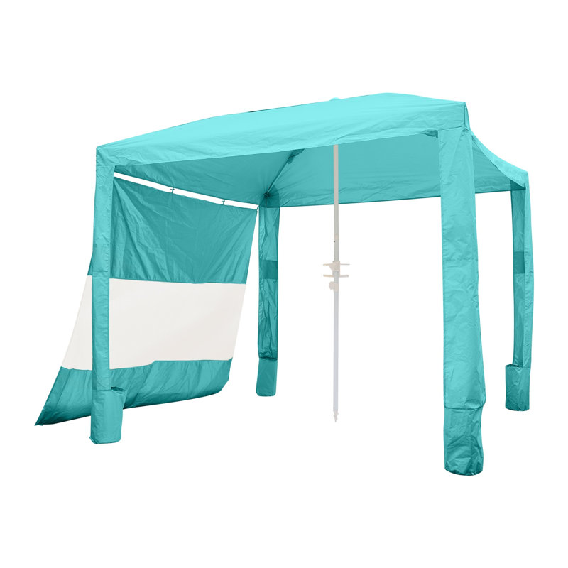 Cabane de plage verte 8 pi x 8 pi avec paroi latérale, protection solaire UPF 50+, abat-jour escamotable à hauteur ajustable avec poches de sable et rangement