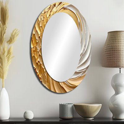 Gold Eternal Swirl I - Large Oval Wall Mirror On Metal