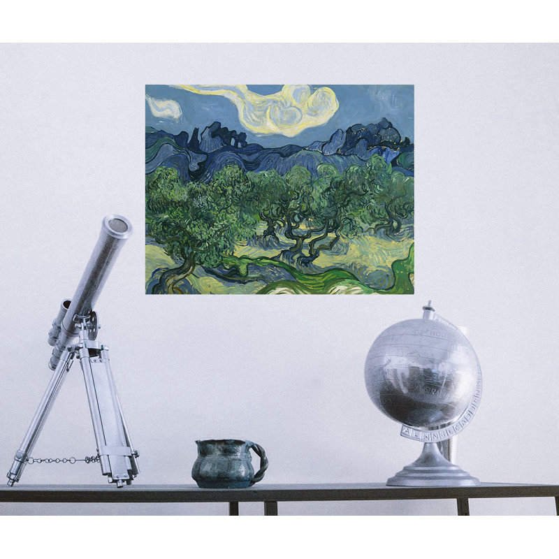 Décalcomanie murale amovible oliviers de van gogh, H 14 po x l 18 po, Bleu / vert