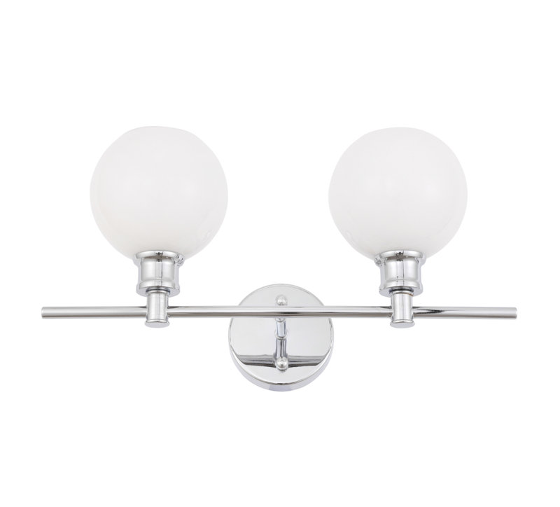 Éclairage pour meuble-lavabo en verre Drinkard, Chrome, Blanc givré, 2 Lights