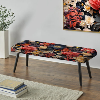 Rose et beige floral Oasis Castle Dreams - Banc rembourré floral noir