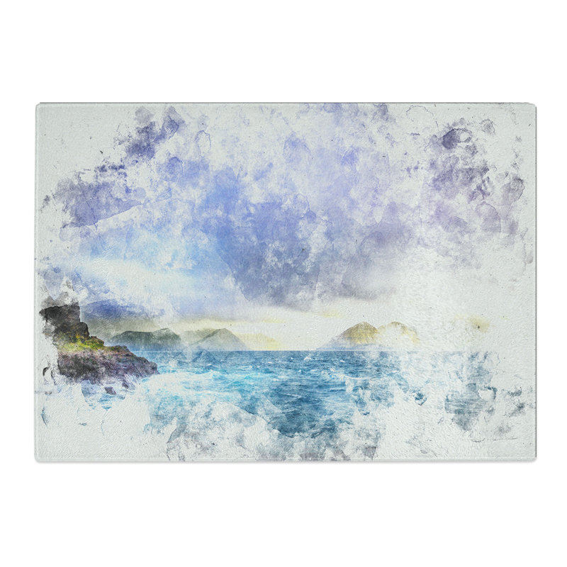 Tempered Glass Faroe Island Ocean View Chopping Board, 20 cm x 28.5 cm
