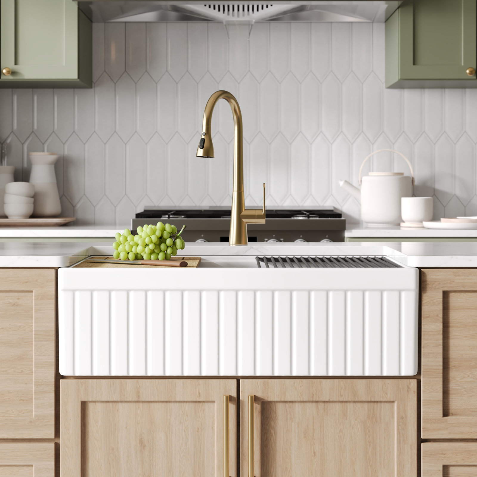 33" Workstation Farmhouse Kitchen Sink