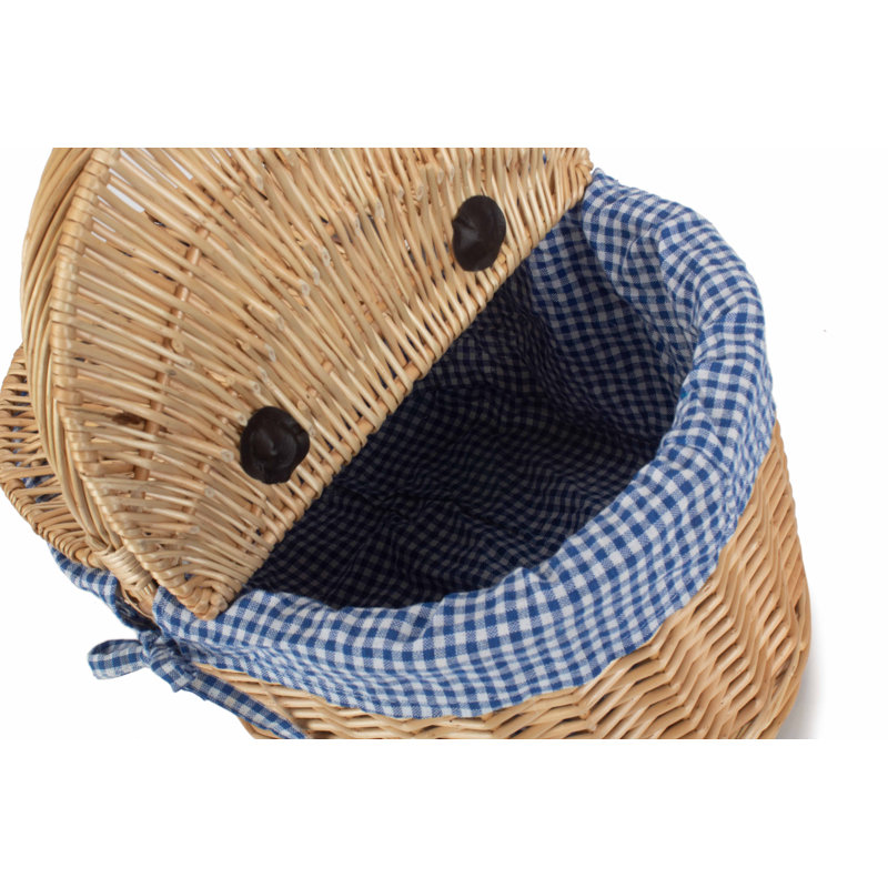 Wicker Lidded Picnic Hamper with Lining, Blue