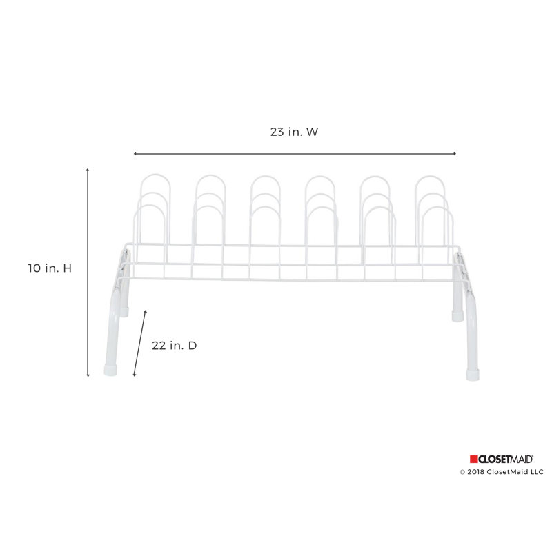 White Epoxy-Coated Steel 9-Pair Freestanding Shoe Rack