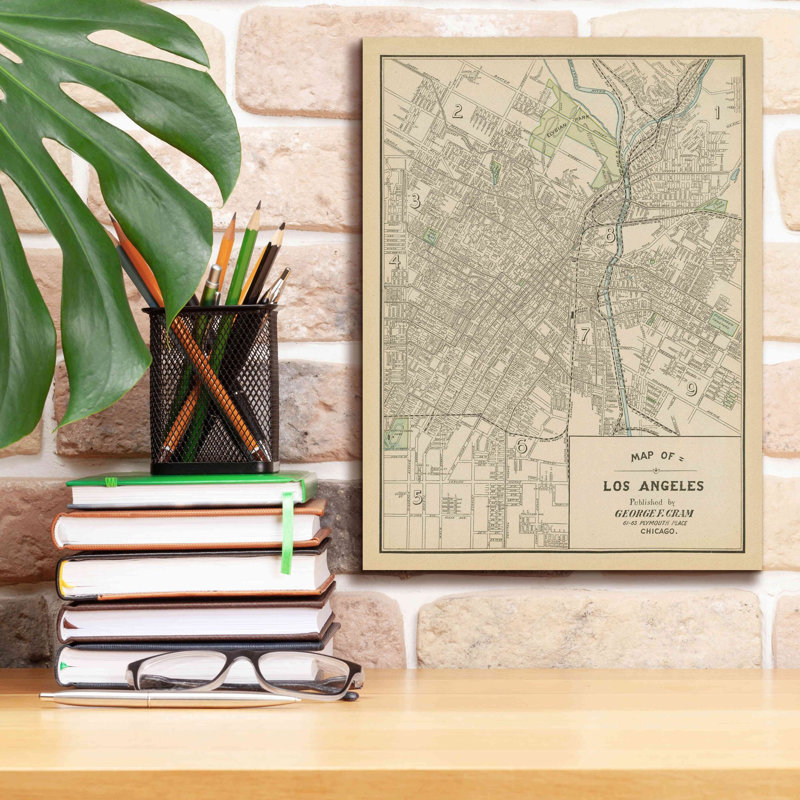 «Map of Los Angeles» par Wild Apple Portfolio, art mural sur toile, H 16 po x l 12 po x P 0,75 po