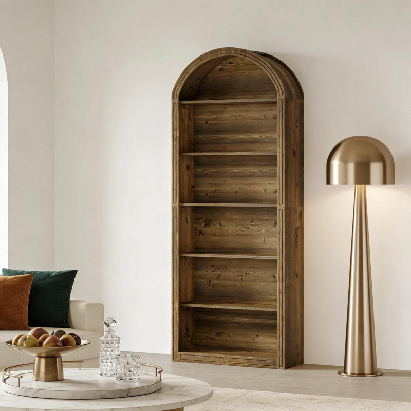 Bibliothèque chic, étagère en bois, bibliothèque arquée