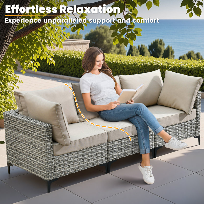 Sorella 50.4'' Wicker Outdoor Loveseat, Outdoor Patio Sofa, Beige