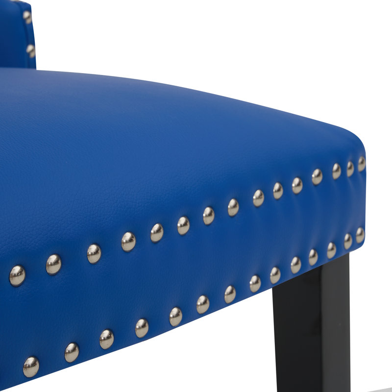 PU Leather Dining Chairs with Pull Ring, Blue