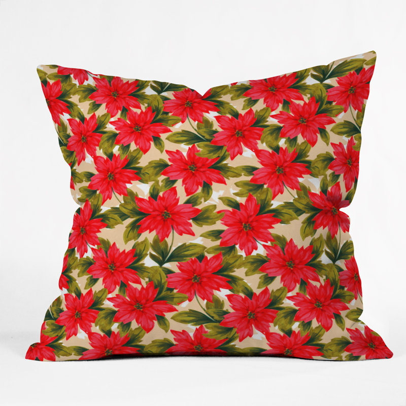 Coussin décoratif poinsettia Jade, 20 po x 20 po