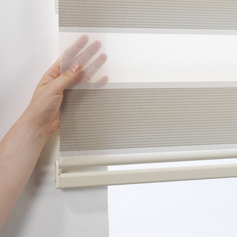 Rideau à fines rayures, L 35,25 po x L 72 po, Beige