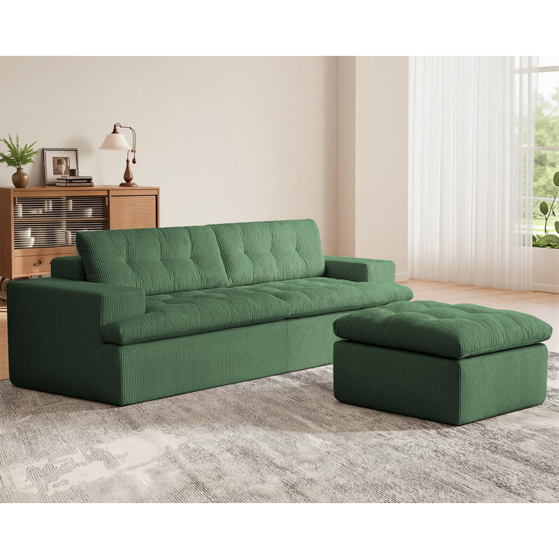 Boneless Cloud Sectional Boneless Sofa with Ottoman, Modular L Shaped Couch with Layered Cushion, Fluffy Comfy Couches for Living Room, No Assembly