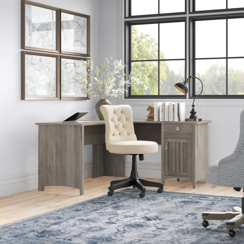 Bureau de direction en L Ozro, Bois flottant gris