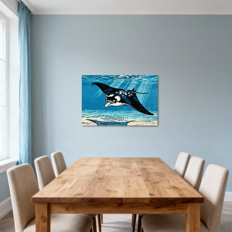 Impression de motif de nage de raies manta animaux sous l'eau, H 12 po x l 18 po