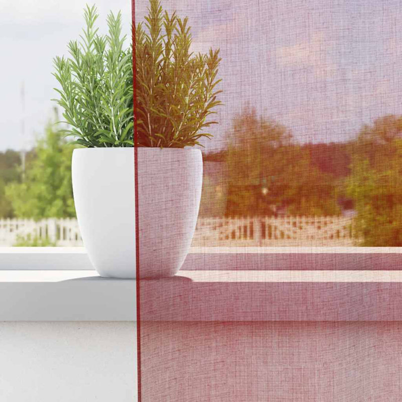 Vidaxl Voile Curtains With Loops 2 Pcs 140 Cm, Wine Red, 140cm Width x 140cm Drop