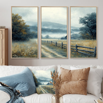 Blue Green Misty Valley Farmhouse III - Farmhouse Wall Art Set