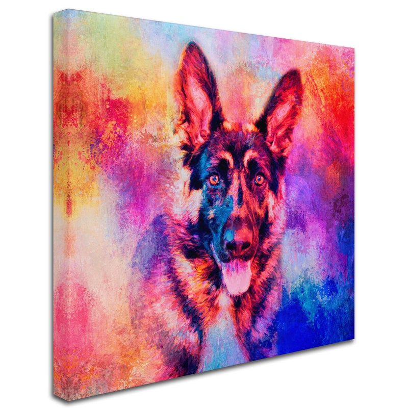Vidur «Jazzy German Shepherd», reproduction sur toile tendue, H 24 po x l 24 po