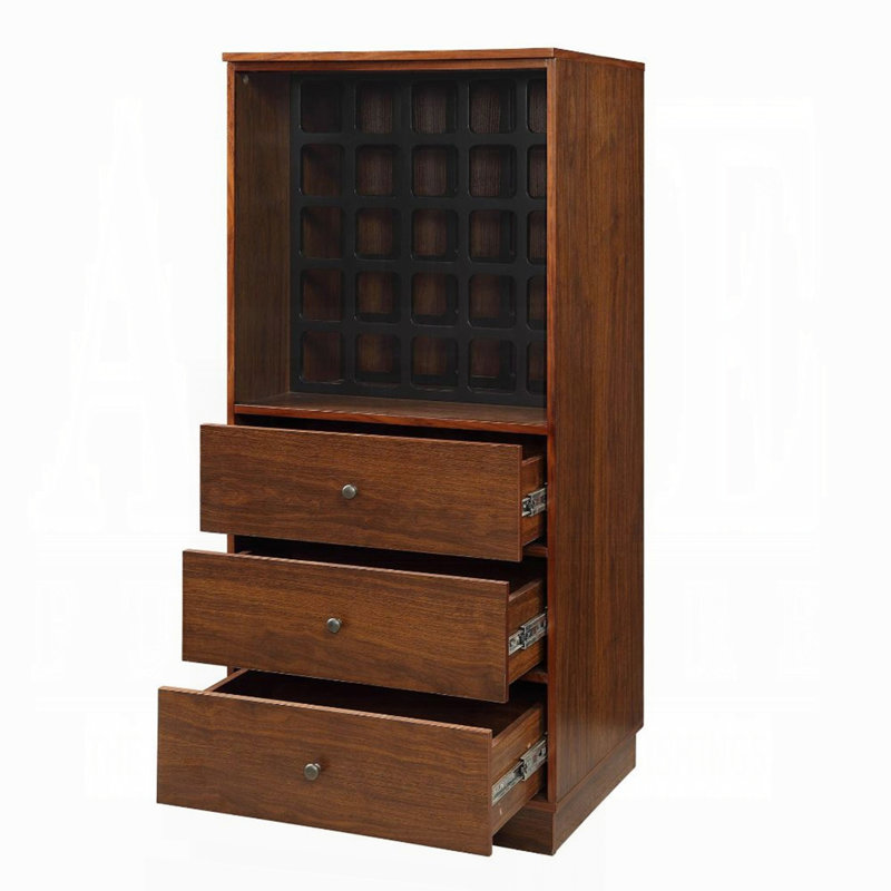 Walnut Wine Cabinet With 3 Drawer