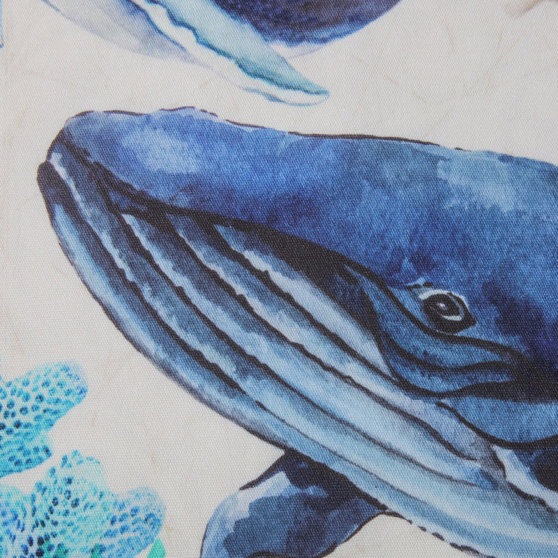 Ocean Marine Animals Decorative Square Pillow Set, 18" x 18", Blue and Beige