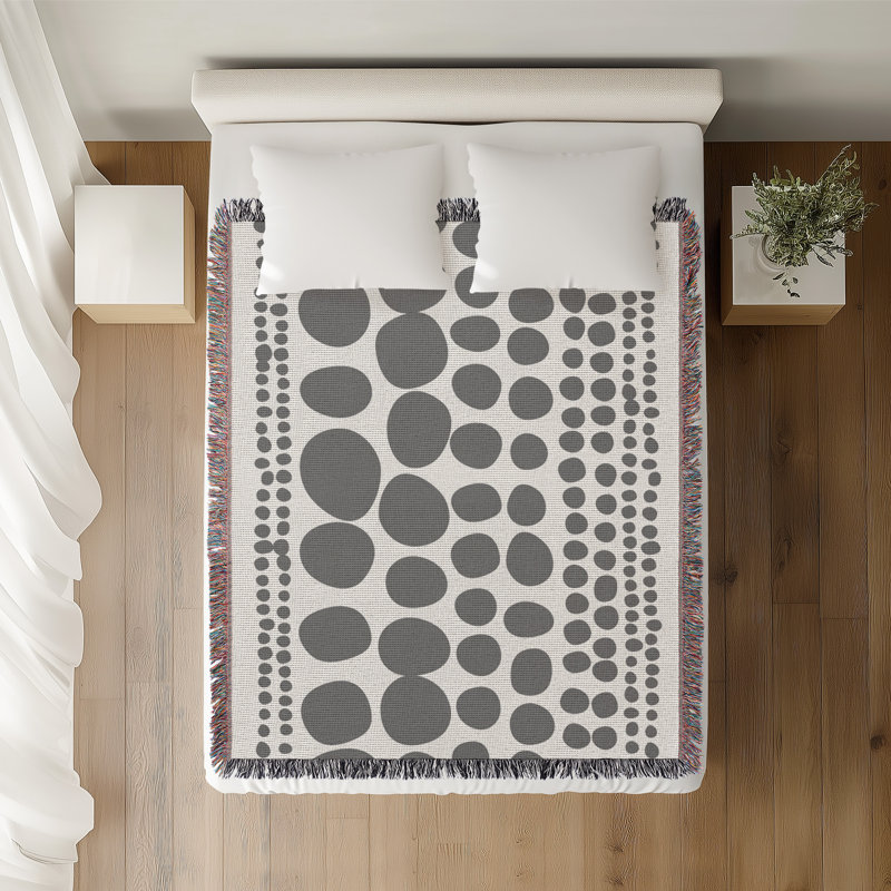 Jeté en coton Ajani, Gris, 60 x 60