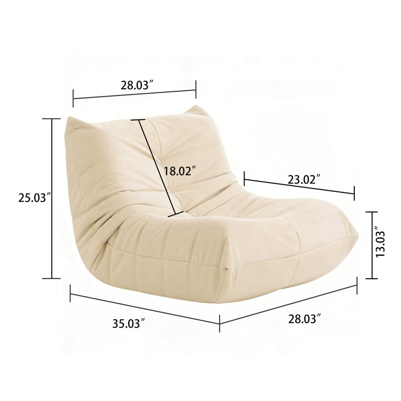 Relaxed Comfort Button-Tufted Memory Foam Bean Bag Chair, White