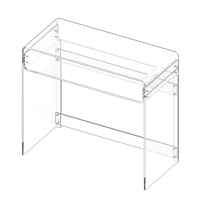 Table de bout en acrylique, table de bout transparente à 2 niveaux avec tablette de rangement, bureau latéral rectangulaire moderne en acrylique, table de chevet transparente pour chambre à coucher, bureau, salon, 15,7 x 33,5 x 29,5 po (transparent)