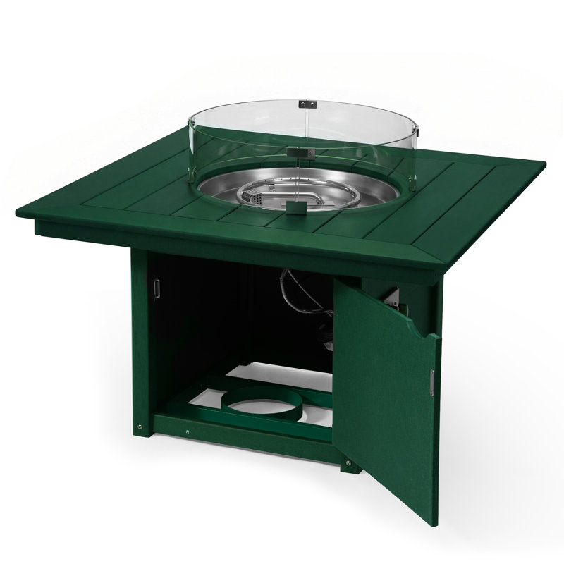Square 42" Fire Pit Table, 31.25" H x 42.25" W x 42.25" D, Green