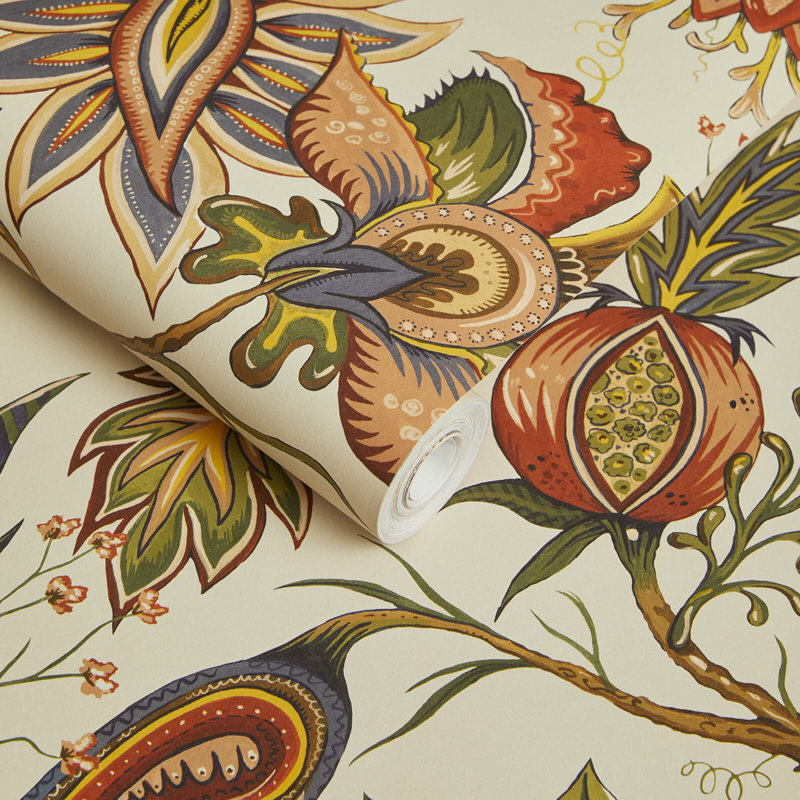 Damas 9.84' L x 70.87" W Wallpaper Roll, Cream