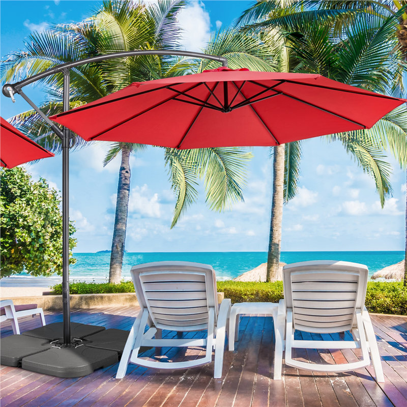 300cm D Patio Offset Umbrella, Red