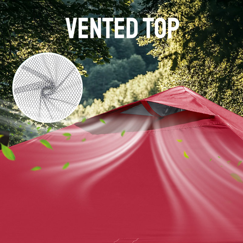CROWN SHADES 10' x 10' Commercial Pop-Up Canopy Tent with Center Lock and Metal Frame, Red, Red
