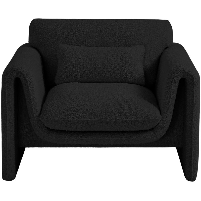Holsombach 42 inches W  Boucle Fabric Chair, Black Boucle Fabric