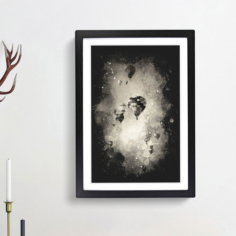 Taking a Hot Air Balloon Ride - Framed Print, 33cm H x 24cm W x 2cm D, Black Framed