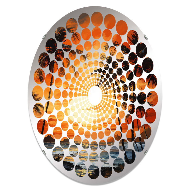 Tangerine Twilight Tropical Tranquility Sunset - Miroir décoratif à pois radiaux | Ovale, L 20 po x H 30 po