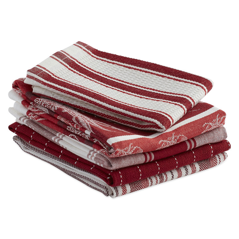 Cotton Jacquard Kitchen Towel Linen Set, Red