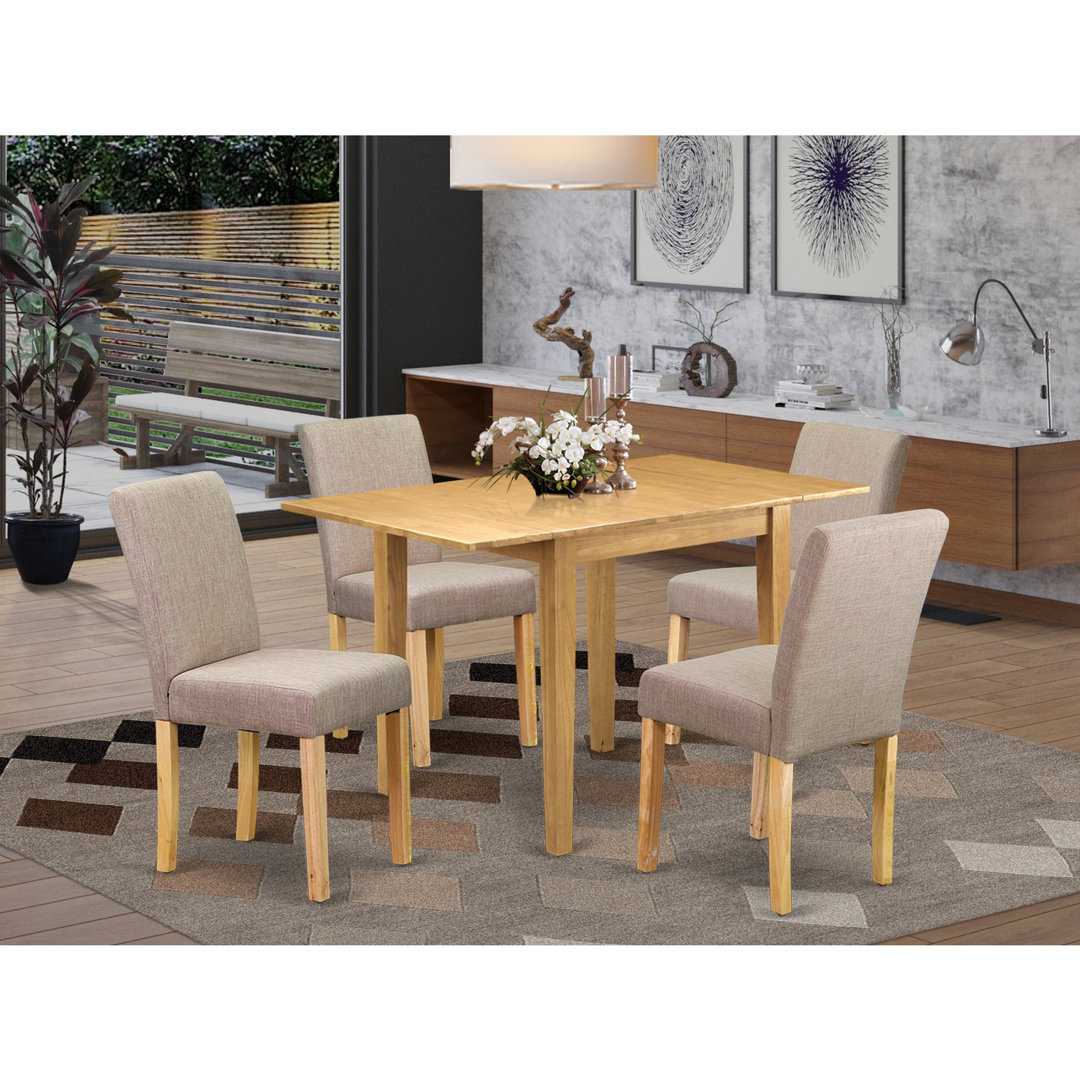 Drop Leaf Rubberwood Solid Wood Dining Set Red Barrel Studio® Table 