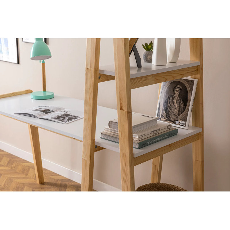 Lesvia 55'' W Rectangle Leaning/Ladder Bookshelf Desk