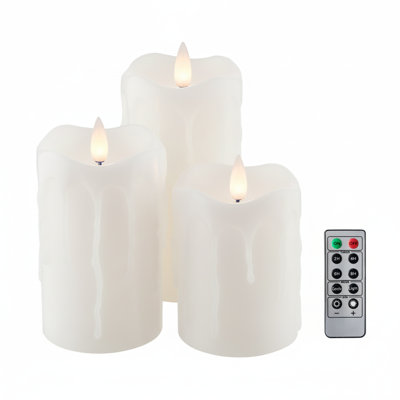 Bougies sans flamme scintillantes avec minuterie à distance, bougies à DEL à piles jusqu'à 400 heures, bougies en cire 3D à flamme mobile. (Ivoire avec larme dégoulinante)