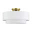 Grand semi-encastré 3 lumières or doux avec abat-jour en tissu blanc cassé fabriqué à la main-978484485