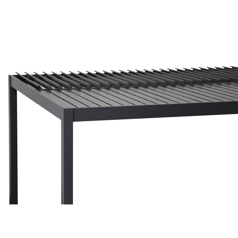 Berlin Plus 3M X 3M Square Pergola With 3 Or 4 Manual Side Blinds And Led Lighting In Grey, 225cm H x 400cm W x 300cm D