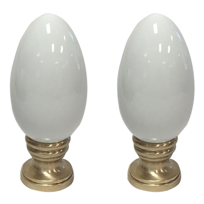 Ceramic Egg Shaped Lamp Finial, White