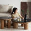 Table basse ronde en bois massif Wabi-sabi