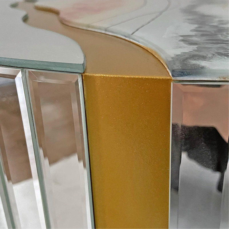Table basse ronde moderne à motif de marbre blanc avec finition miroir argentée | Idée de cadeau, Argent argent