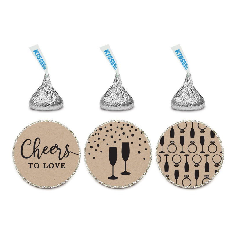 216 pièces cheers to love ensemble d'étiquettes au chocolat