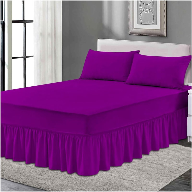 Premium Cotton Blend Plain Dyed Valance Sheet | Soft Durable and Breathable Luxury Bed Sheet for Ultimate Comfort, King (5')