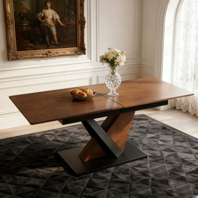 Table de salle à manger moderne avec panneau de fibres à densité moyenne en noyer foncé