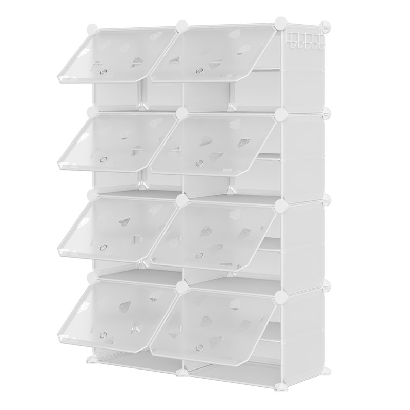 16 Pair Shoe Rack, White