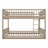 Shared Bedroom Space-Saving Full XL over Queen Platform Bunk Bed, Solid Wood-Tone Brown with Ladder and Safety Guardrails