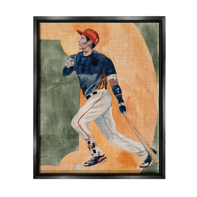 Peinture de baseball par Melissa Wang - peinture à cadre flottant, H 21 po x l 17 po x P 1,7 po, Cadre flottant noir de jais