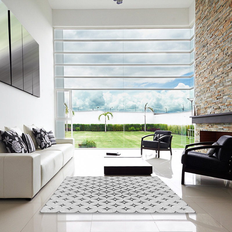 Tapis géométrique gris, Carré 6 pi